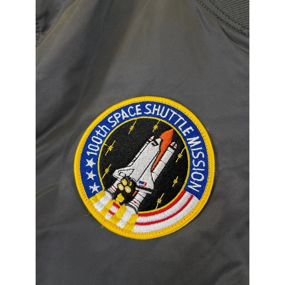 Alpha Industries NASA MA-1 Bomber Jacket Gunmetal Grey Mens Large Space Shuttle